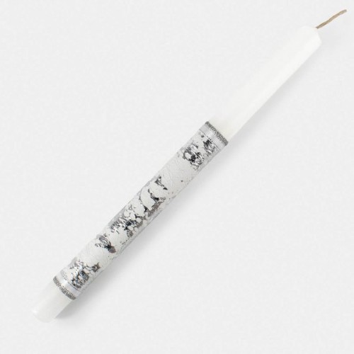 Πασχαλινή Λαμπάδα με αράχνη ασημί λευκό 25590 ΠΑΣΧΑΛΙΝΑ