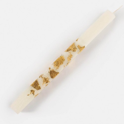 Πασχαλινή Λαμπάδα λευκή φύλλα χρυσού 15260