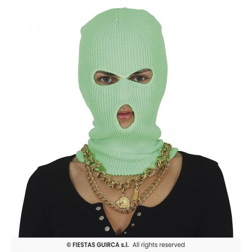 Full face πλεκτό 3 τρύπες Neon πράσινο 16268 Χειμωνιάτικα