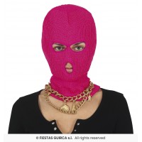 Full face πλεκτό 3 τρύπες Neon ροζ 16270 Χειμωνιάτικα