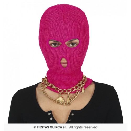 Full face πλεκτό 3 τρύπες Neon ροζ 16270 Χειμωνιάτικα