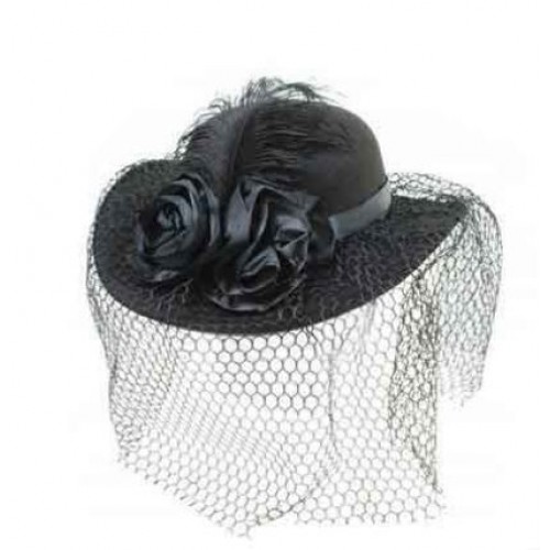 Καπέλο χήρας με τούλι 0148020 Αποκριάτικα 