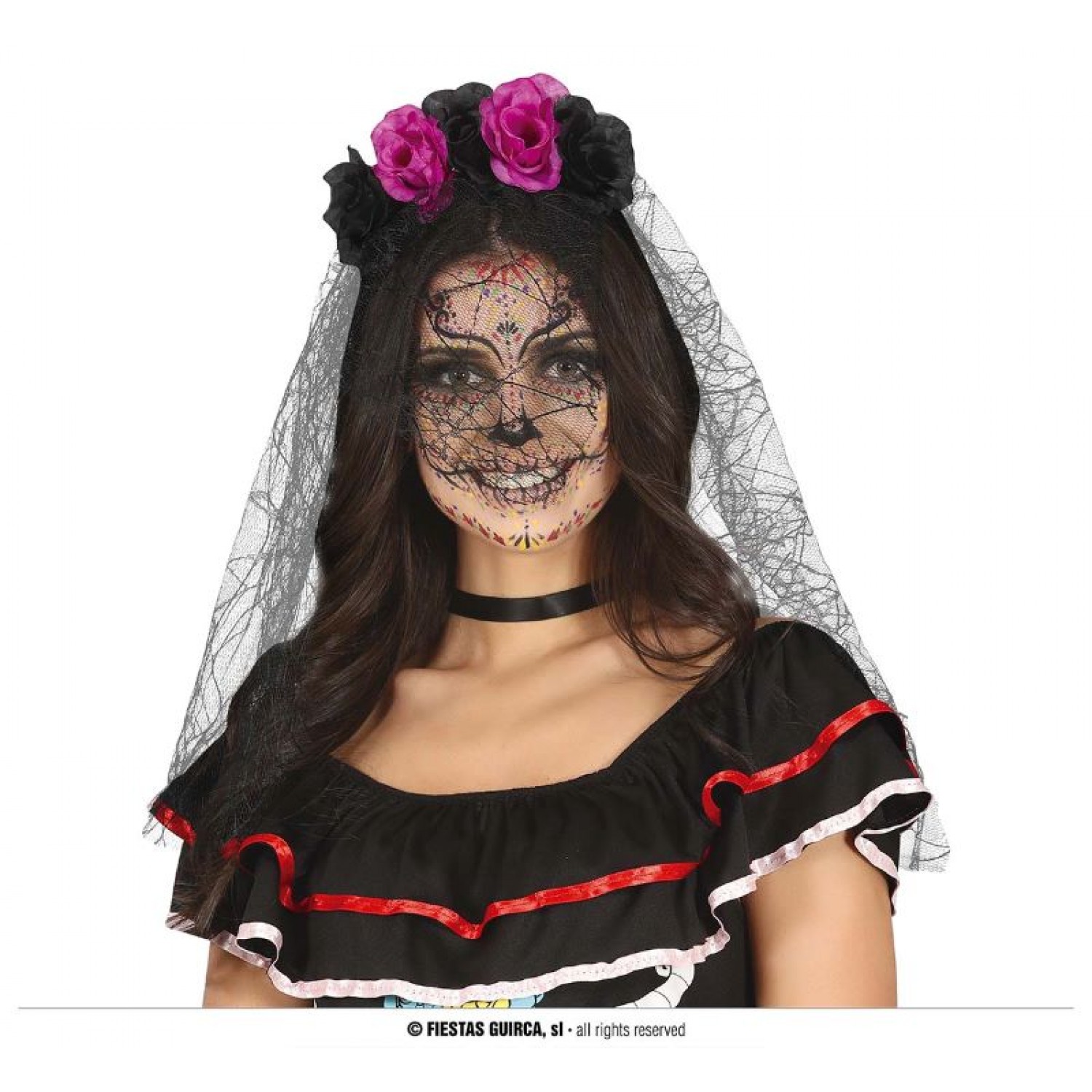Στέκα με λουλούδια και βέλο Halloween 24204 Αποκριάτικα Στέκα με λουλούδια και βέλο Halloween 24204 Αποκριάτικα