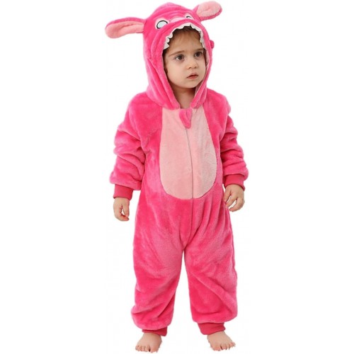 Ολόσωμη βρεφική φόρμα σκυλάκι stitch ροζ 15166 Αποκριάτικα 