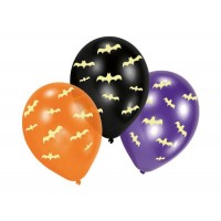 Μπαλόνια Λάτεξ 11" Glow in the dark με Νυχτερίδες / 6 τεμ M9907472 Αποκριάτικα 