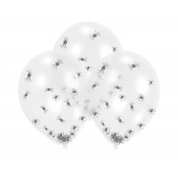 Μπαλόνια Λατέξ 11" Διάφανα με Αράχνες / 6 τεμ M9911777 Αποκριάτικα 