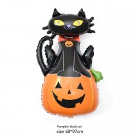 Μπαλόνι Φοιλ Halloween Κολοκύθα μαύρη γάτα -61000346 Αποκριάτικα 