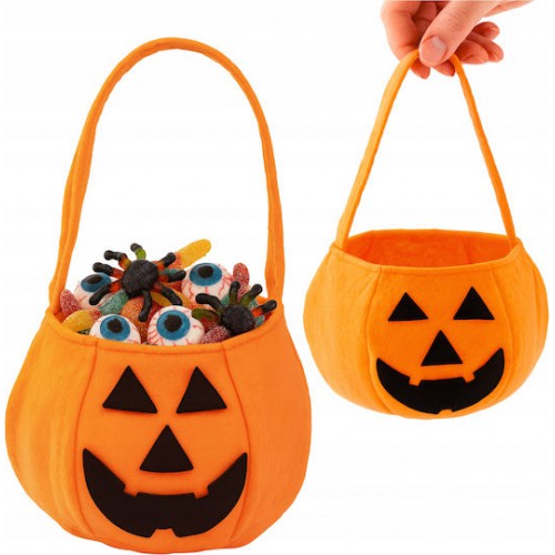 Καλάθι κολοκύθα Halloween υφασμάτινο 17*14 εκ. 81247 Αποκριάτικα 