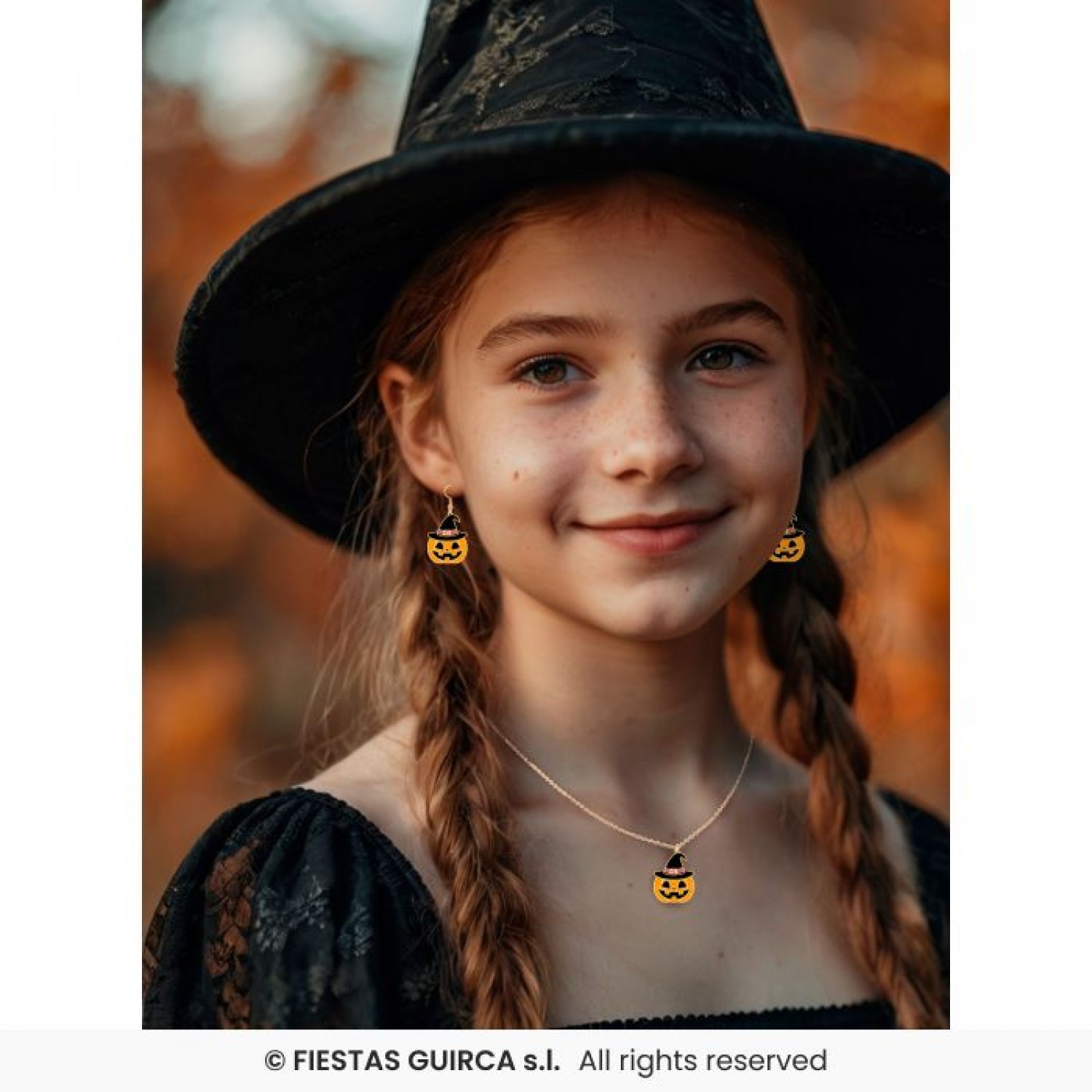 Σετ σκουλαρίκια κολιέ κολοκύθα Halloween 29421 Αποκριάτικα 