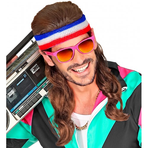 Αποκριάτικη περούκα 80s αθλητική κορδέλα με μαλλιά 12151 Αποκριάτικα 