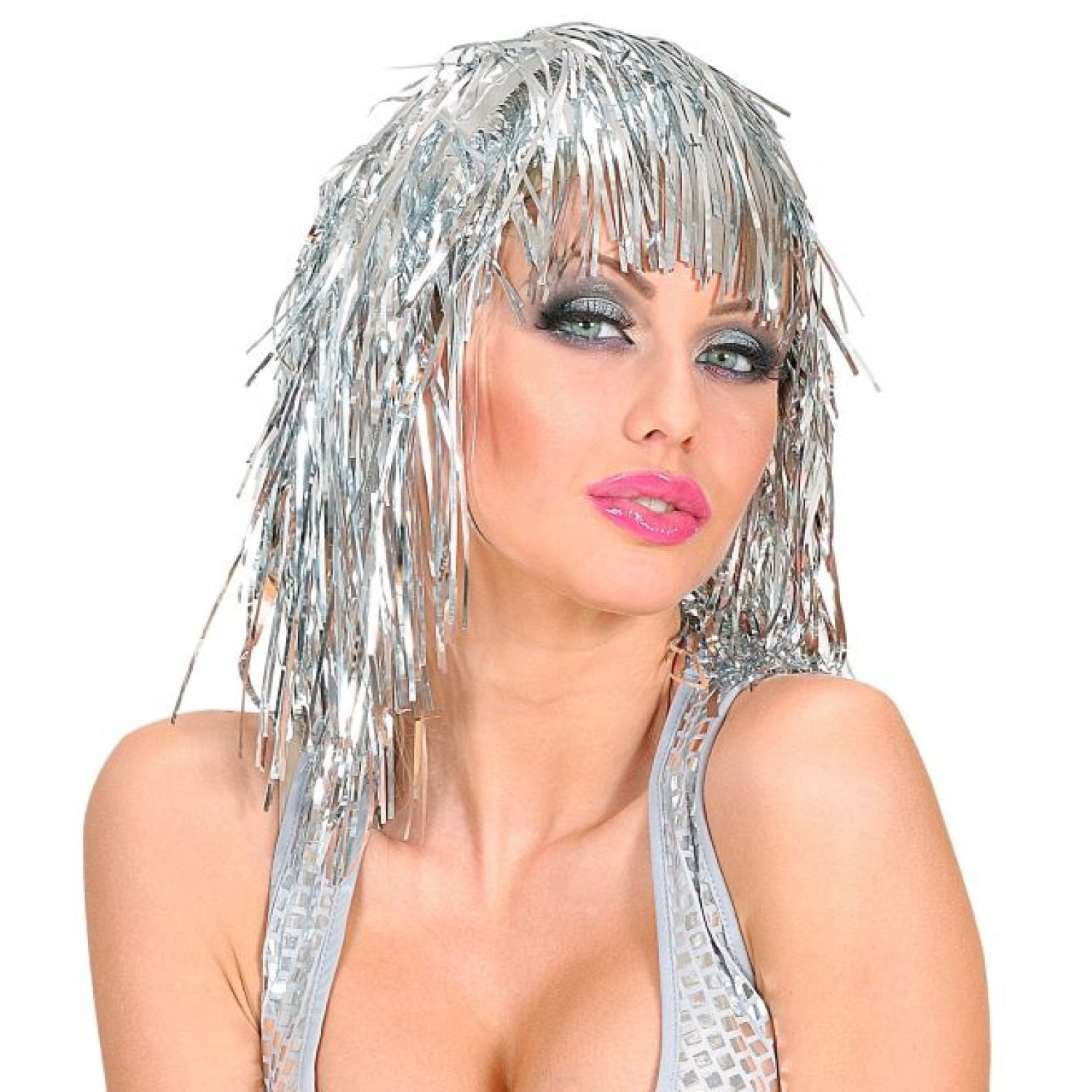Αποκριάτικη περούκα Tinsel ασημί 2470Α Αποκριάτικα 