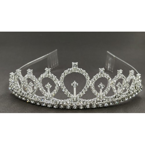 Στέμμα τιάρα μεταλλική με κρύσταλλα και χτενακι 81490 Αποκριάτικα 