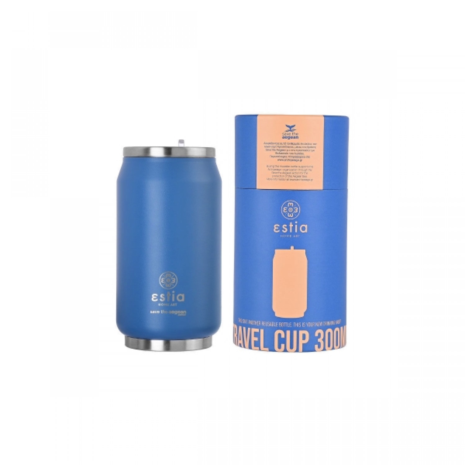 ΘΕΡΜΟΣ ESTIA TRAVEL CUP SAVE THE AEGEAN 300ml DENIM BLUE 01-16838 Καλοκαιρινά