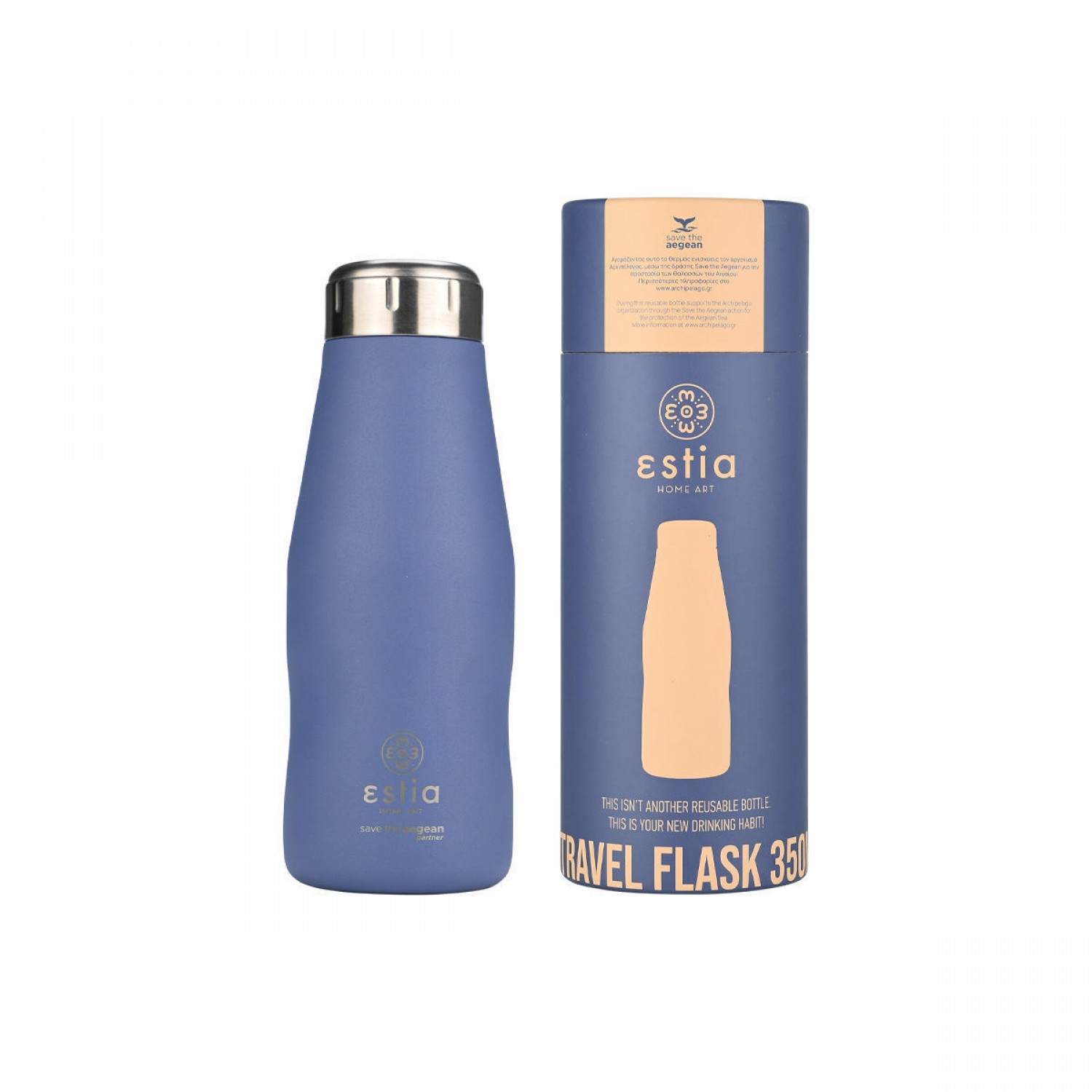 ΘΕΡΜΟΣ ESTIA TRAVEL FLASK SAVE THE AEGEAN 350ml DENIM BLUE 01-22341 Καλοκαιρινά ΘΕΡΜΟΣ ESTIA TRAVEL FLASK SAVE THE AEGEAN 350ml DENIM BLUE 01-22341 Καλοκαιρινά