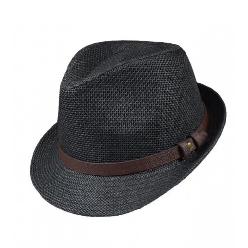 Καπέλο καβουράκι ψάθινο μαύρο με κορδέλα 06246