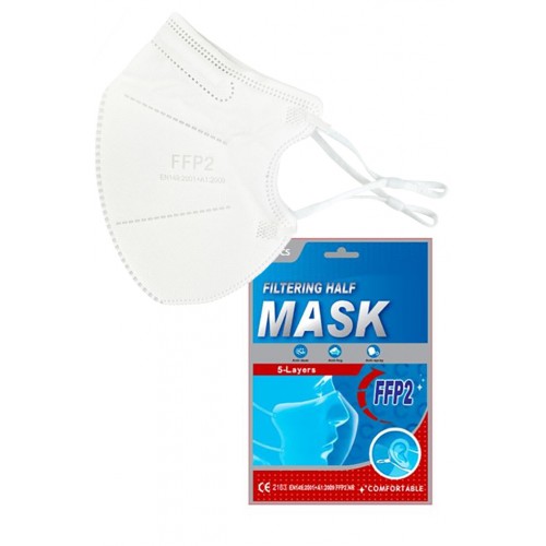 Μάσκα προστασίας RUSBEK FFP2 με ρυθμιζόμενο λάστιχο λευκή 2τμχ 00054