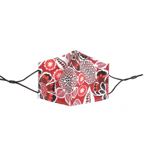 Υφασμάτινη μάσκα παιδική Red Bloom πολλαπλών χρήσεων με ρυθμιζόμενο λουράκι 00070 Χειμωνιάτικα