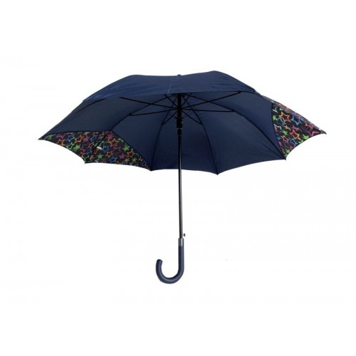 Ομπρέλα βροχής μπαστούνι αυτόματη δίχρωμη με σχέδιο στις άκρες μεγάλη 02970 Χειμωνιάτικα