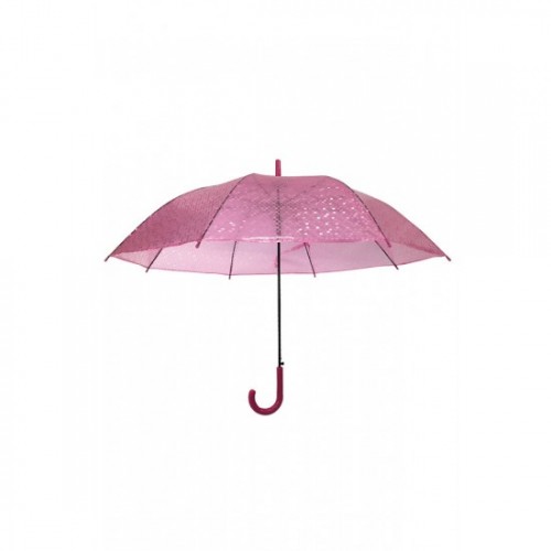 Ομπρέλα βροχής διάφανη ροζ αυτόματη 02820 Χειμωνιάτικα